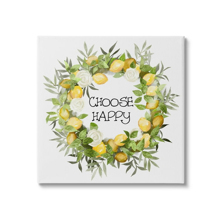 Stupell Industries Choose Happy Lemon Roses Botanical Canvas Art