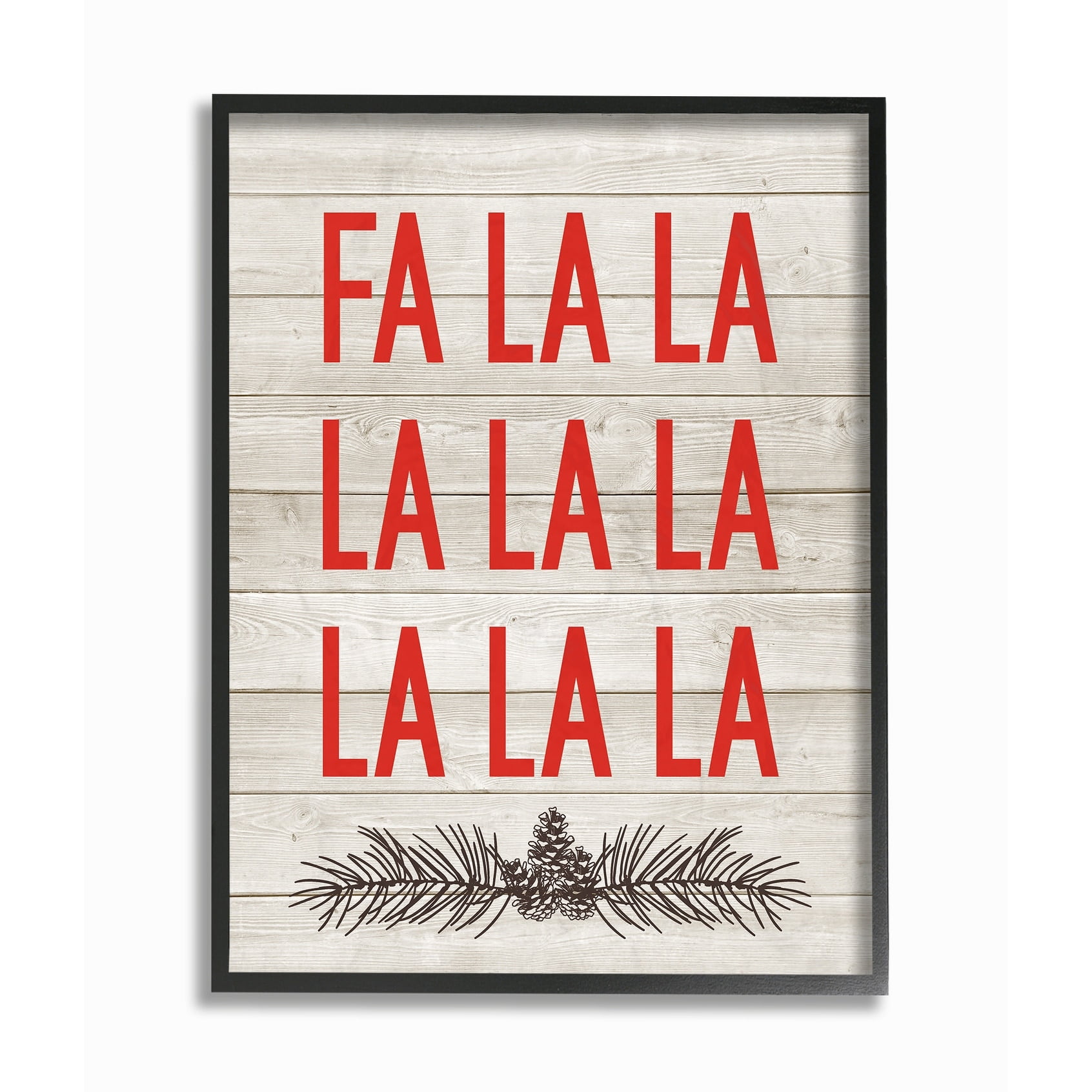 Stupell Christmas Deck the Halls Fa La La Framed Giclee Texture Art 16 x 20