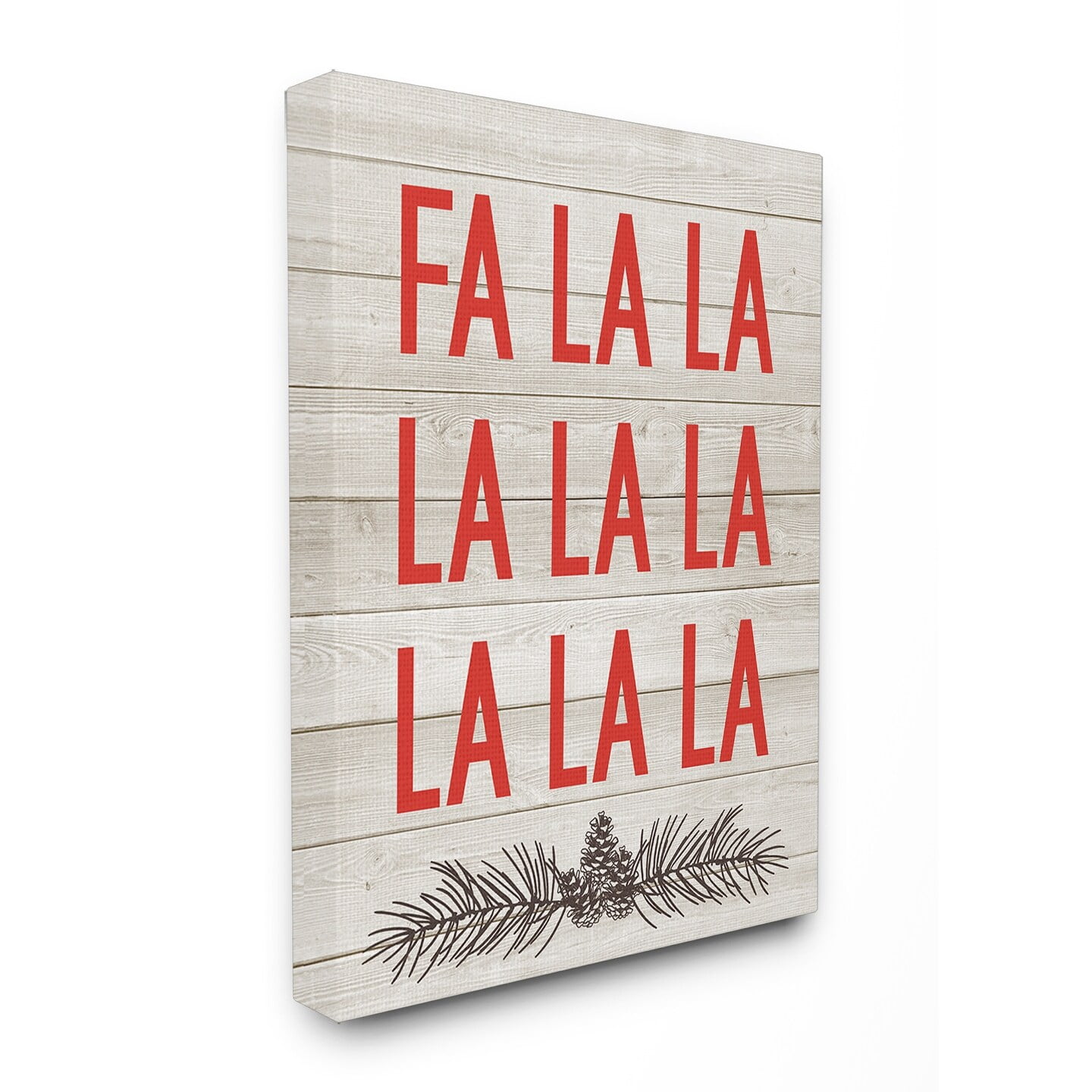 Stupell Christmas Deck the Halls Fa La La Stretched Canvas Wall Art 24 x 30