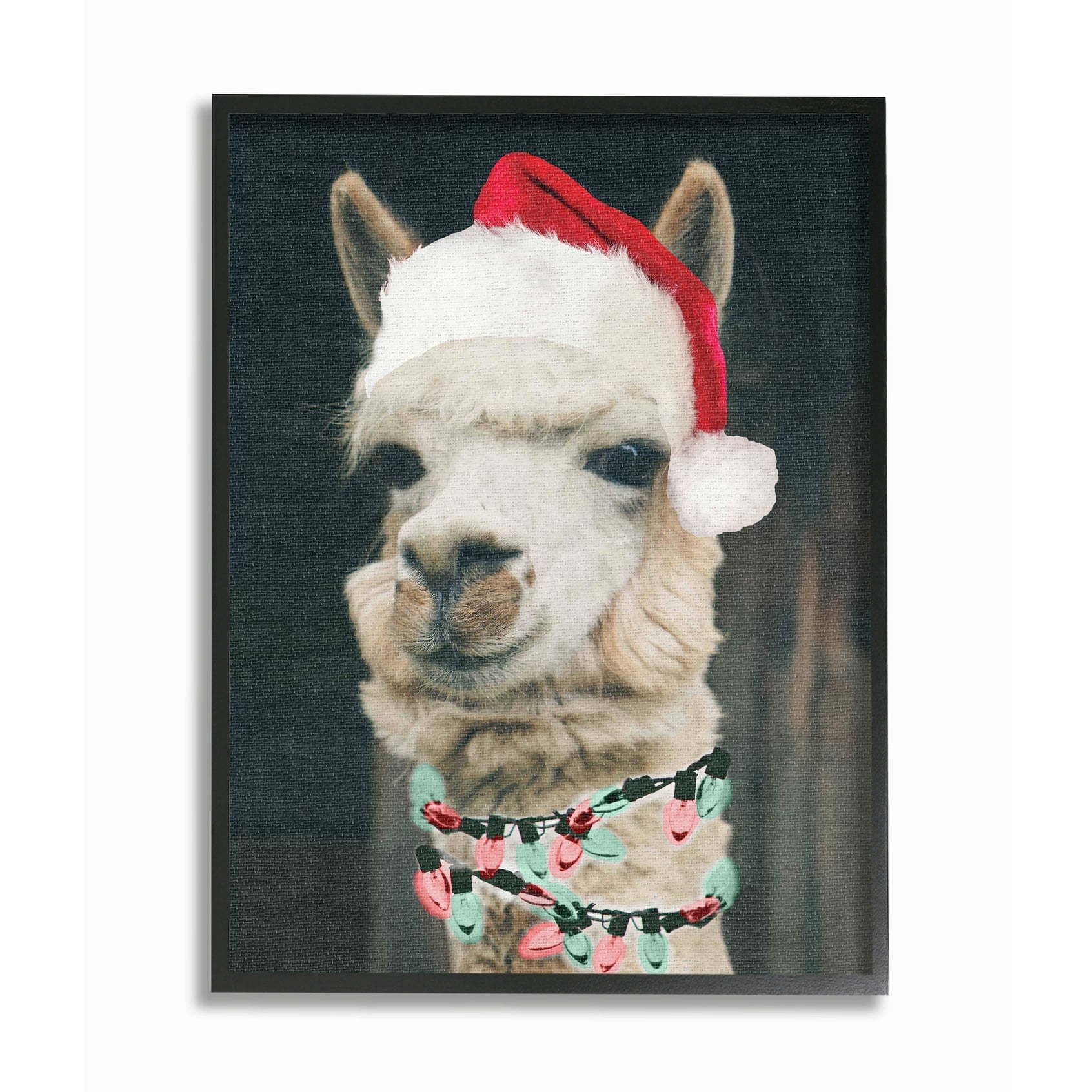 The Stupell Home Decor Collection Christmas Llama Oversized Framed Giclee Texturized Art, 16 x 1.5 x 20