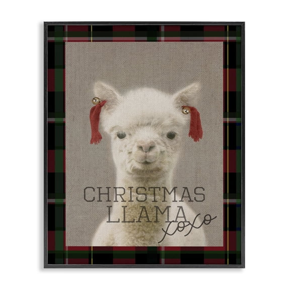 Stupell Industries Eclectic Christmas Llama Xoxo Black Framed Giclee Art, 16 x 20, by Lil' Rue