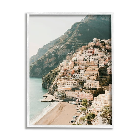 Stupell Cinque Terre Coastal Town Scenery Landscape Photography White Framed Art Print Wall Art