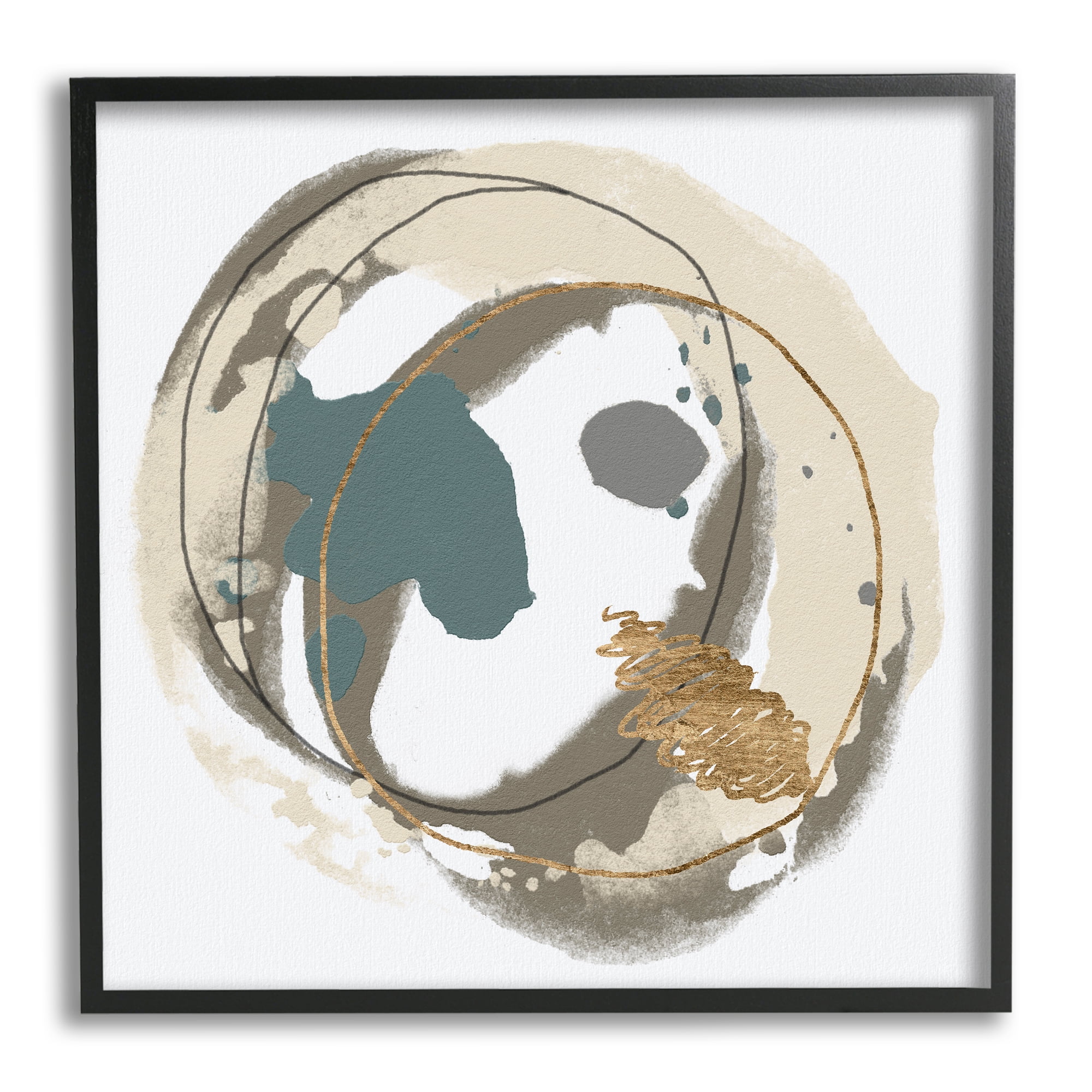 Stupell Circular Inclusion Abstract Shapes Abstract Painting Black Framed Art Print Wall Art