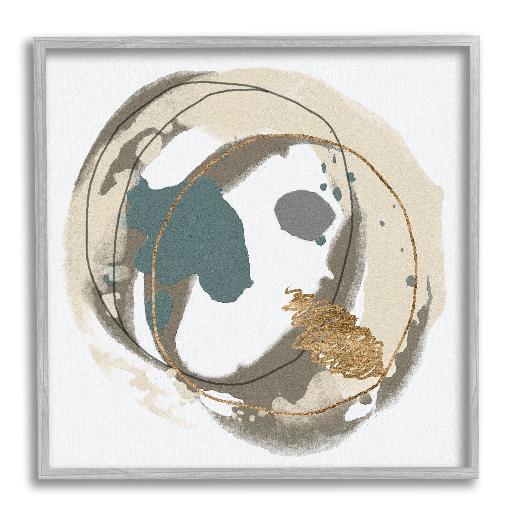 Stupell Circular Inclusion Abstract Shapes Abstract Painting Gray Framed Art Print Wall Art
