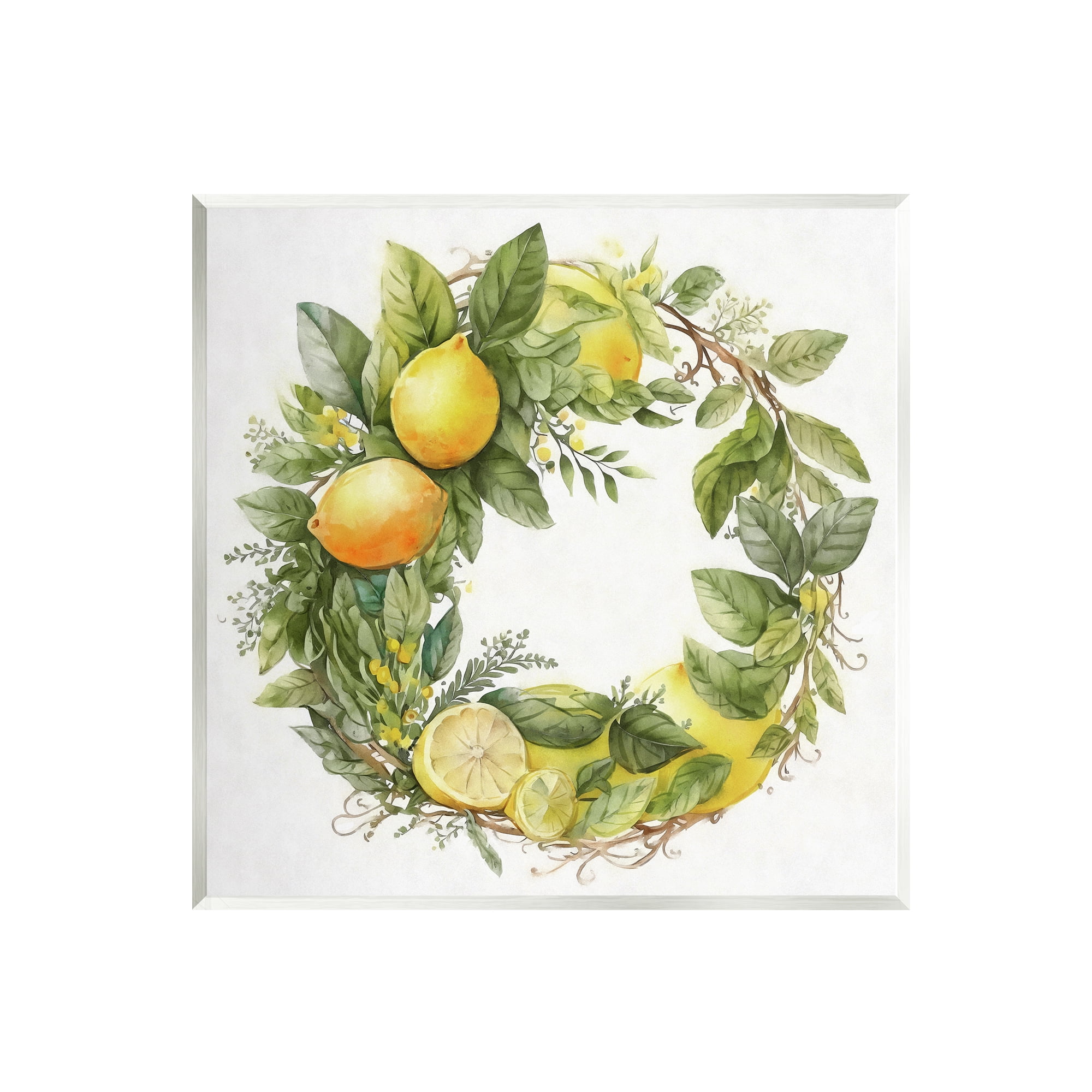 Stupell Citrus Lemons Greenery Wreath Botanical & Floral Painting Wall Plaque Unframed Art Print Wall Art