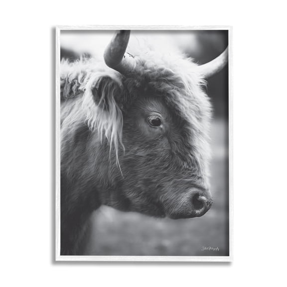 Stupell Close Up Cattle Face Photography Animals & Insects Photography White Framed Art Print Wall Art