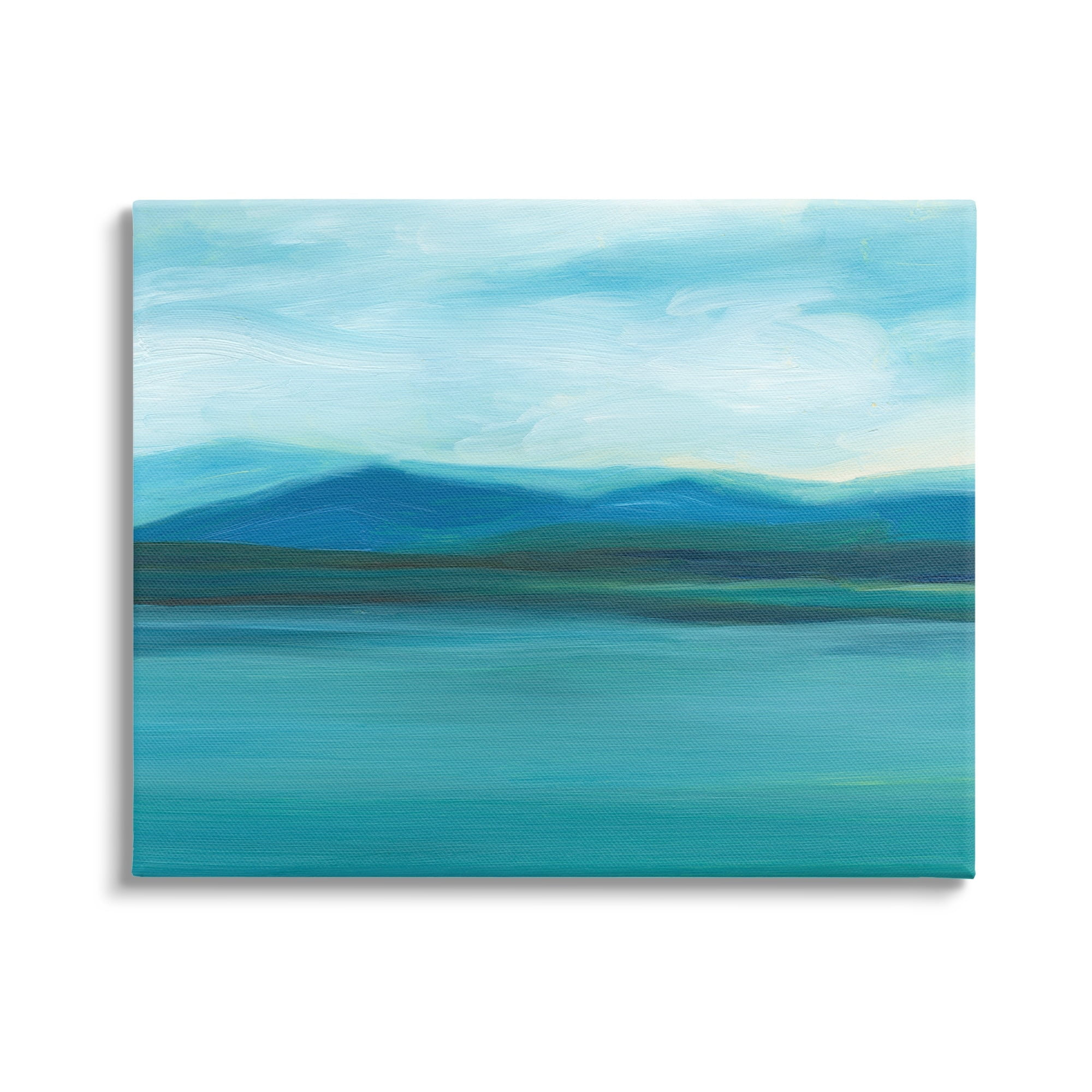 Stupell Cloudy Blue Lake Mountain Scene Landscape Painting Gallery Wrapped Canvas Print Wall Art