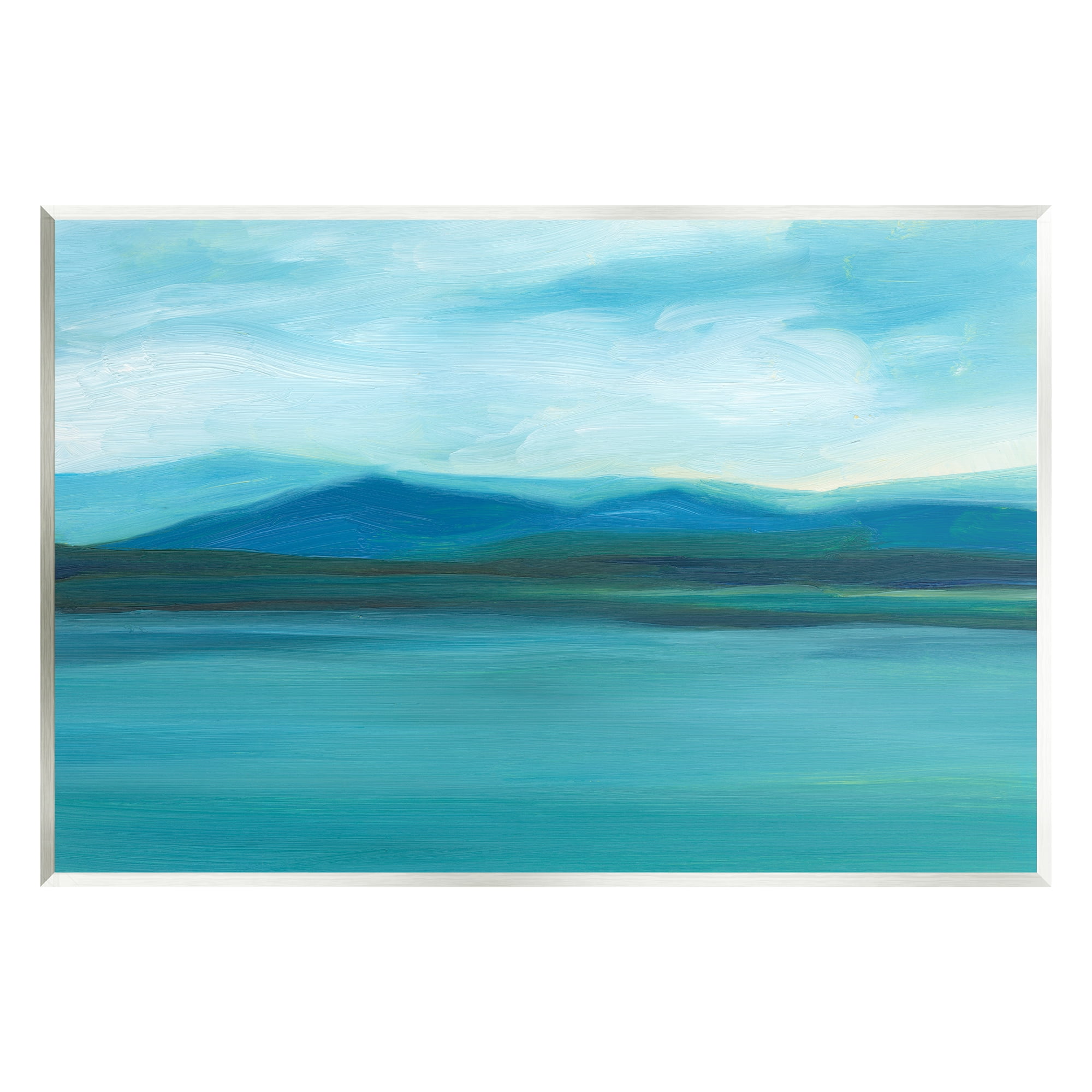 Stupell Cloudy Blue Lake Mountain Scene Landscape Painting Wall Plaque Unframed Art Print Wall Art