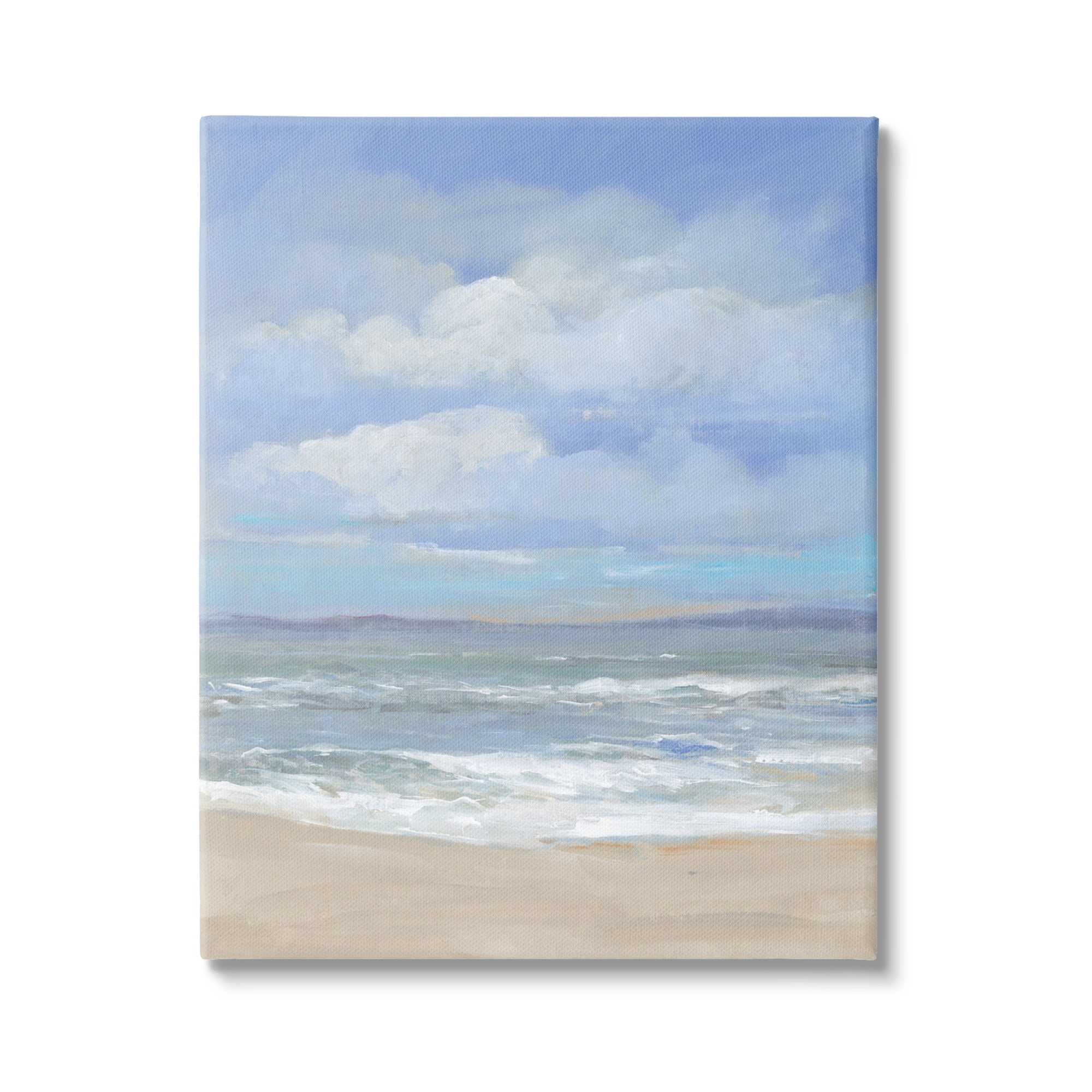 Stupell Cloudy Ocean Bay Shoreline Landscape Painting Gallery Wrapped Canvas Print Wall Art