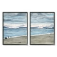 thumbnail image 1 of Stupell Cloudy Summer Beach Shore Watercolor Landscape Painting Black Framed Art Print Wall Art, Set of 2, 1 of 8