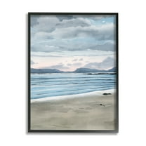 Stupell Cloudy Sunrise Beach Scenery Landscape Painting Black Framed Art Print Wall Art