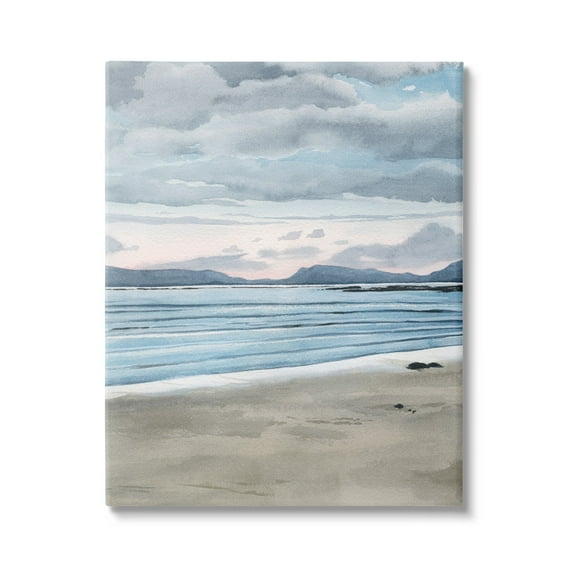 Stupell Cloudy Sunrise Beach Scenery Landscape Painting Gallery Wrapped Canvas Print Wall Art