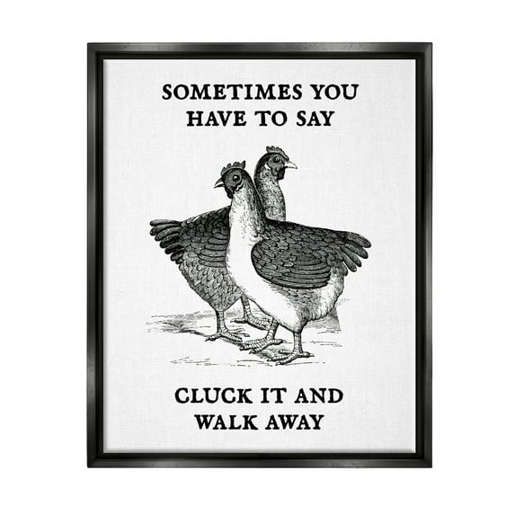 Stupell Cluck It Funny Country Hens Humor Animals & Insects Painting Black Floater Framed Art Print Wall Art