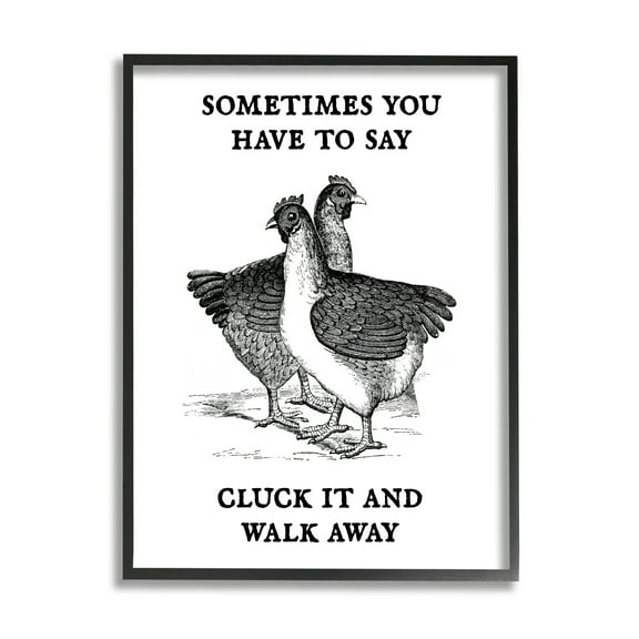 Stupell Cluck It Funny Country Hens Humor Animals & Insects Painting Black Framed Art Print Wall Art