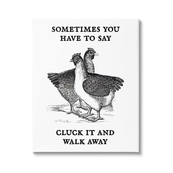 Stupell Cluck It Funny Country Hens Humor Animals & Insects Painting Gallery Wrapped Canvas Print Wall Art