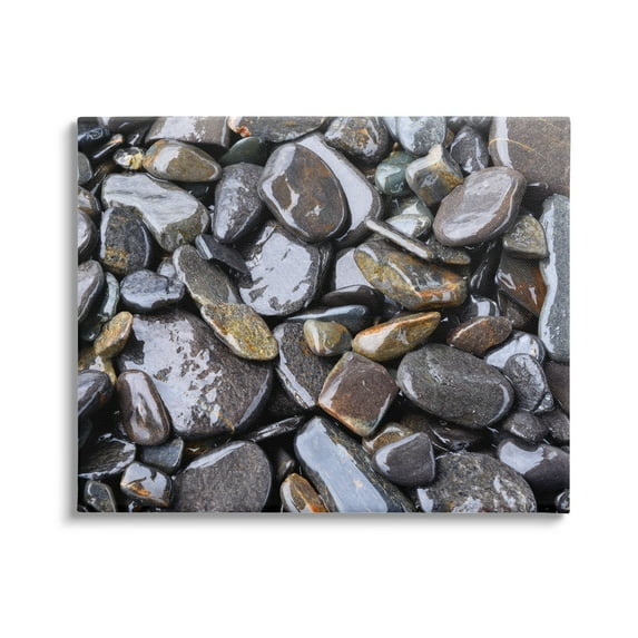 Stupell Coastal Beach Pebbles Rocks Landscape Photography Gallery Wrapped Canvas Print Wall Art