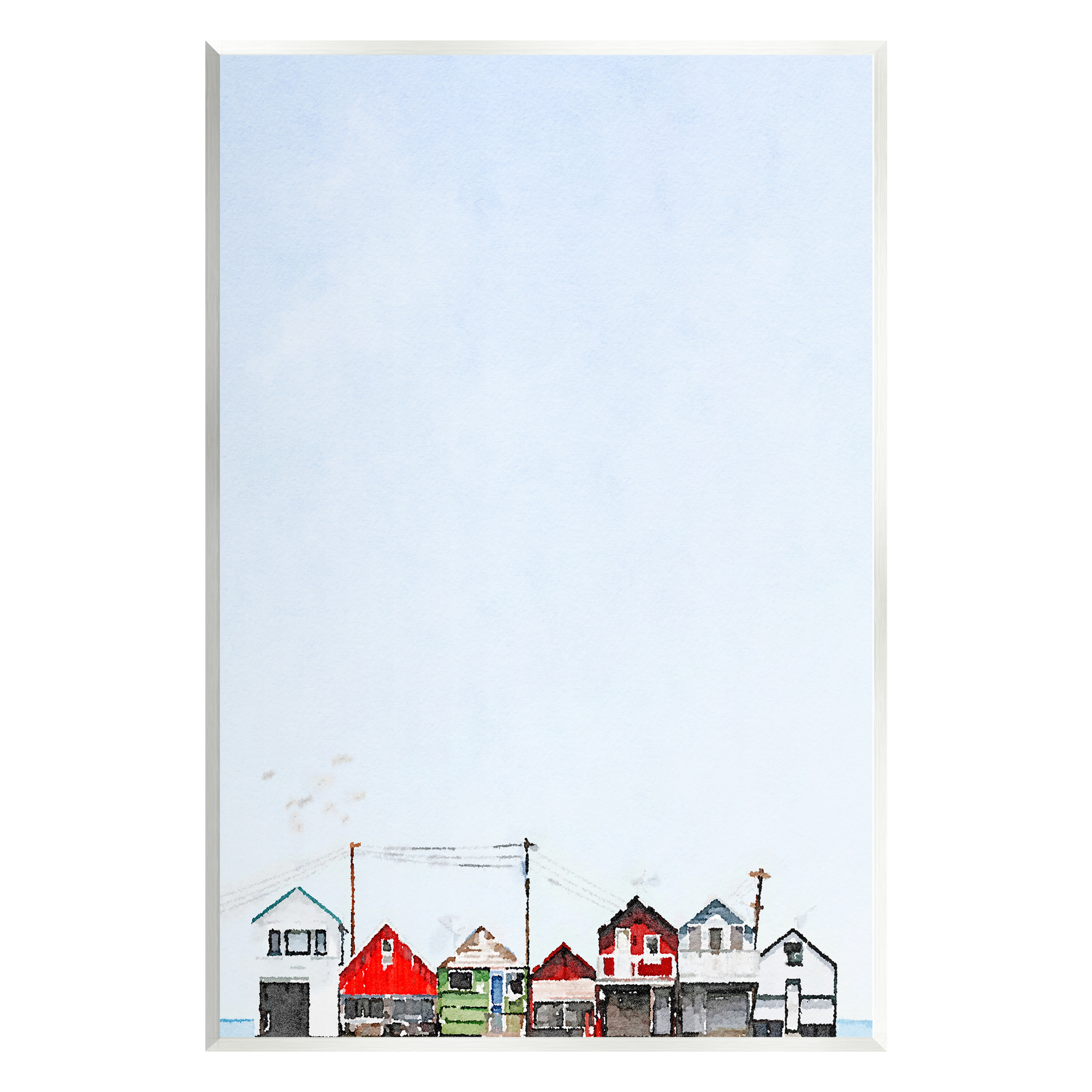 Stupell Coastal Beach Shacks Sky View Landscape Painting Wall Plaque Unframed Art Print Wall Art