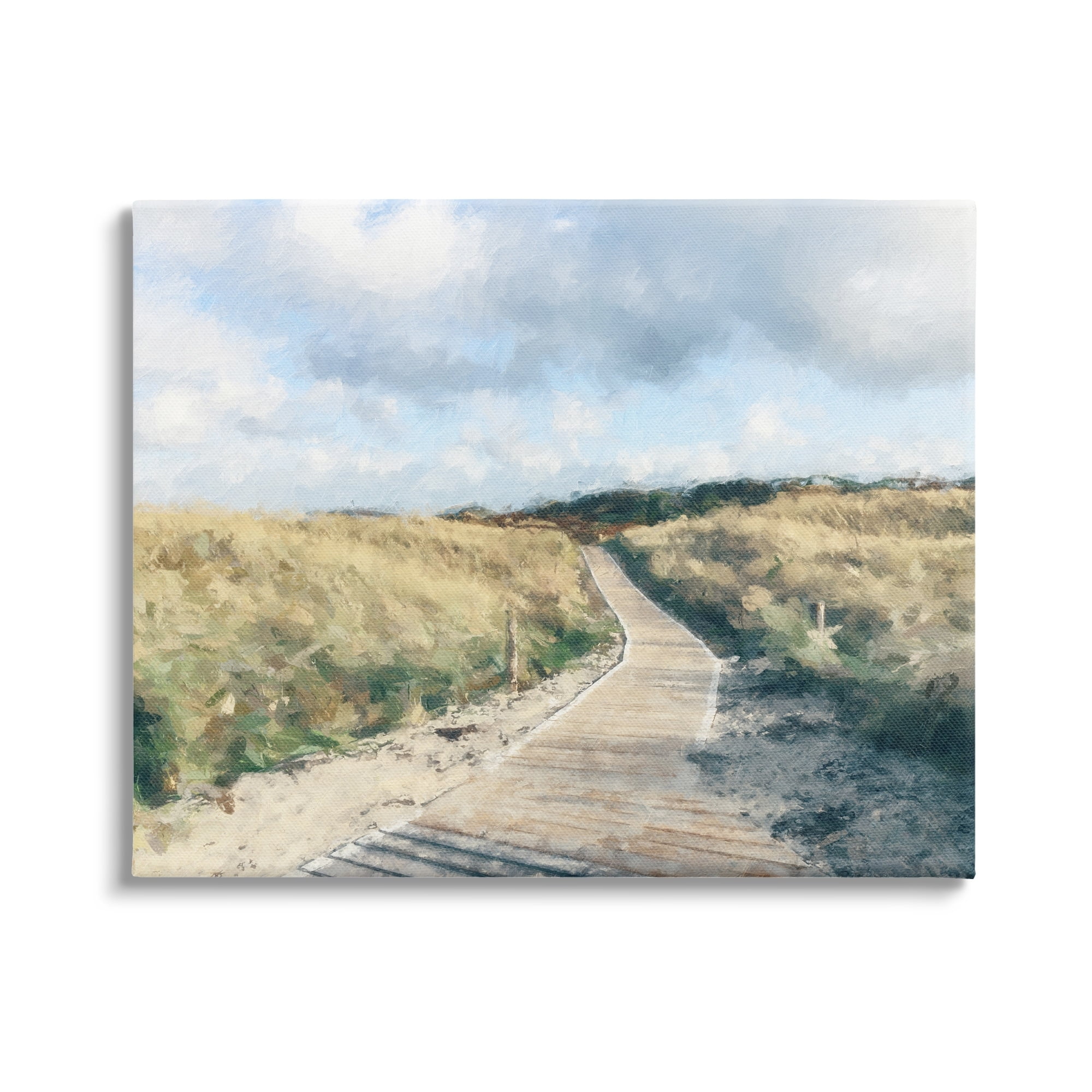 Stupell Coastal Boardwalk Path Landscape Landscape Painting Gallery Wrapped Canvas Print Wall Art