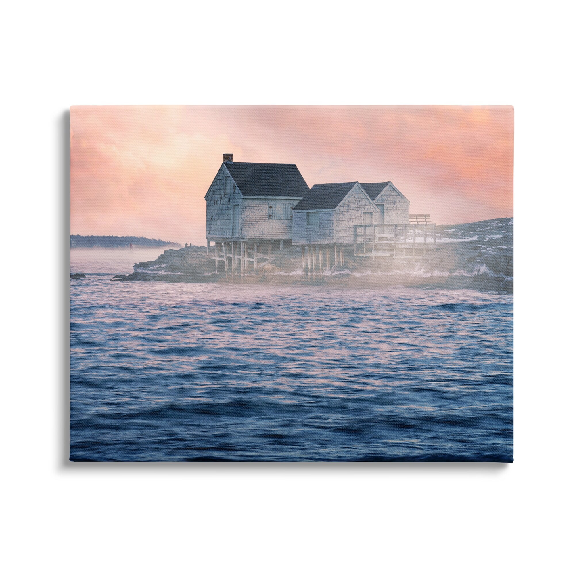 Coastal Cottage Seaside Ocean Waves Canvas Print, 20 x 16