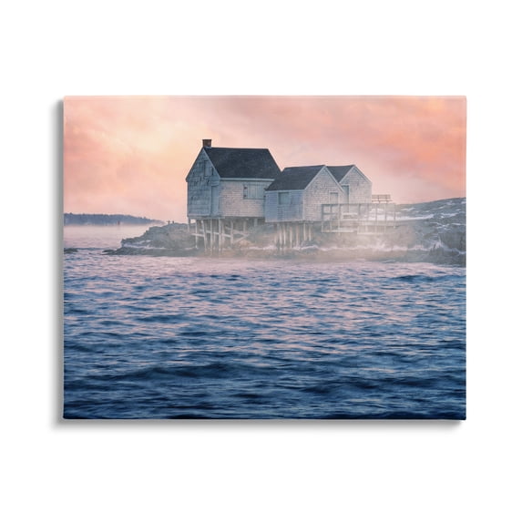 Stupell Coastal Cottage Seaside Ocean Waves Landscape Photography Gallery Wrapped Canvas Print Wall Art