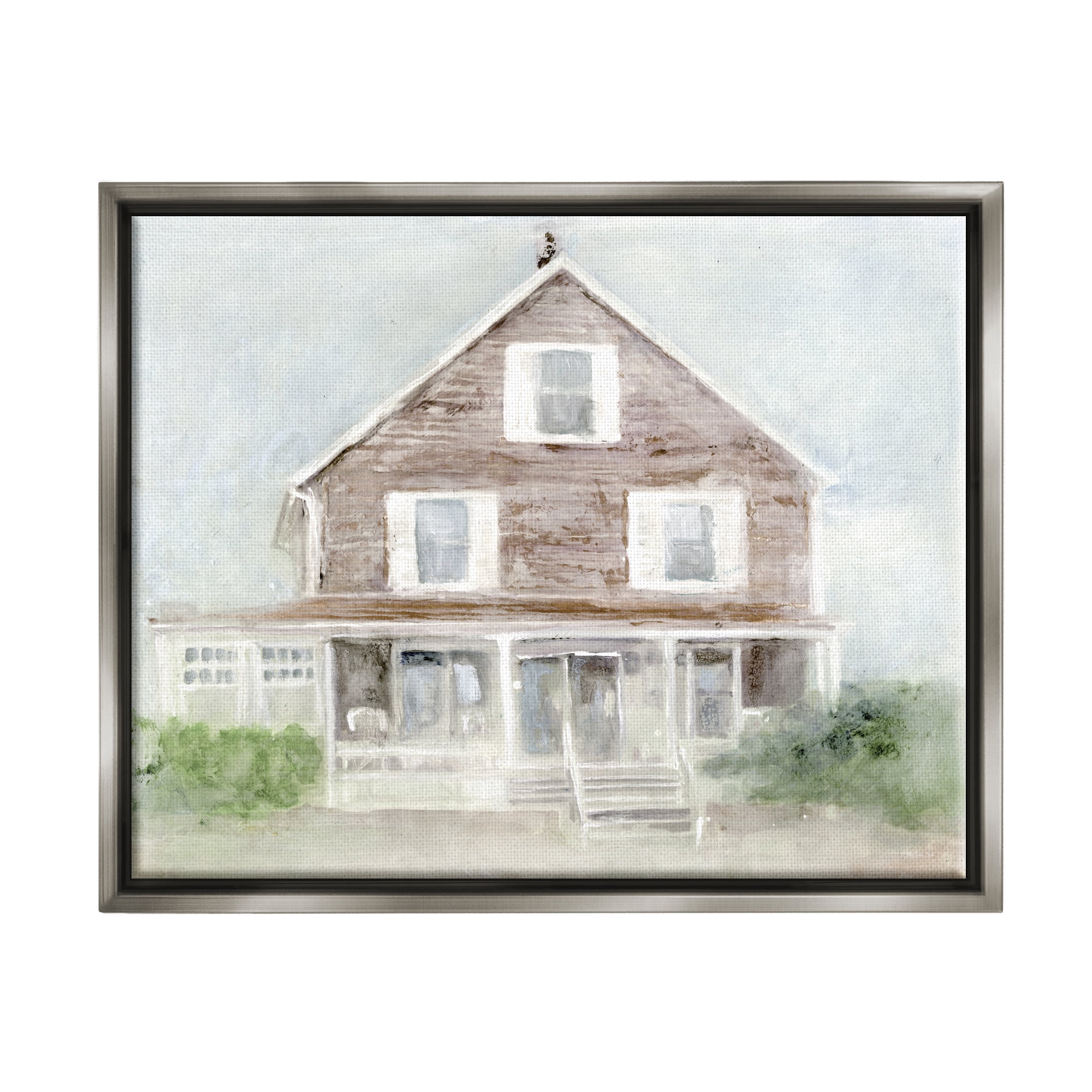 Stupell Coastal House Calm Porch Landscape Painting Gray Floater Framed Art Print Wall Art