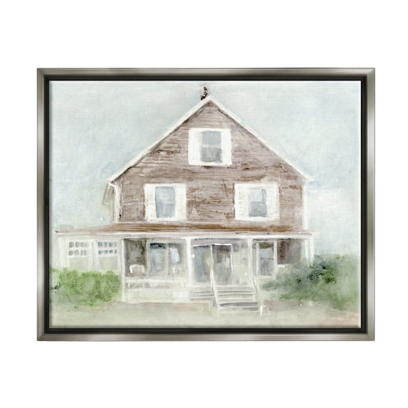 Stupell Coastal House Calm Porch Landscape Painting Gray Floater Framed Art Print Wall Art