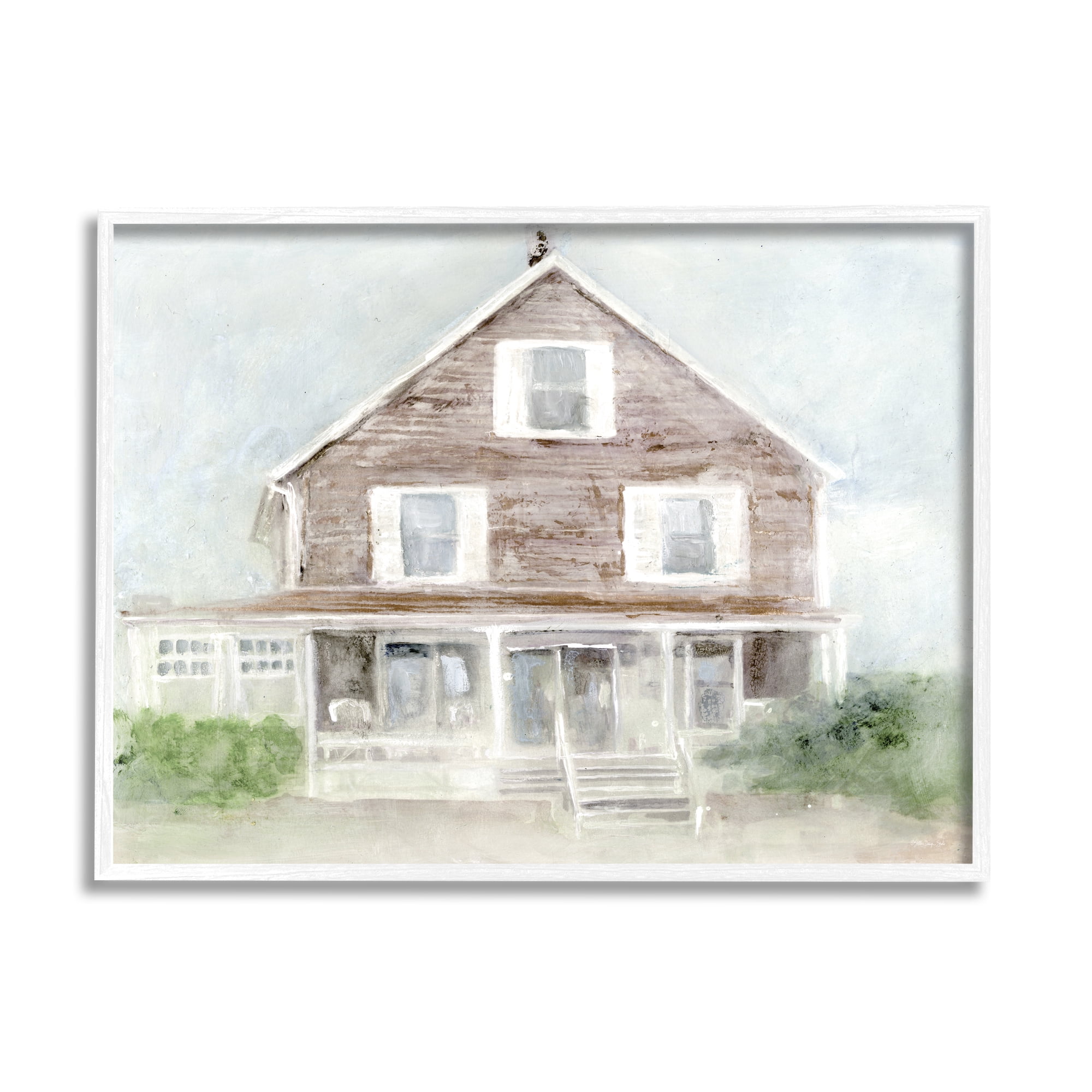 Stupell Coastal House Calm Porch Landscape Painting White Framed Art Print Wall Art