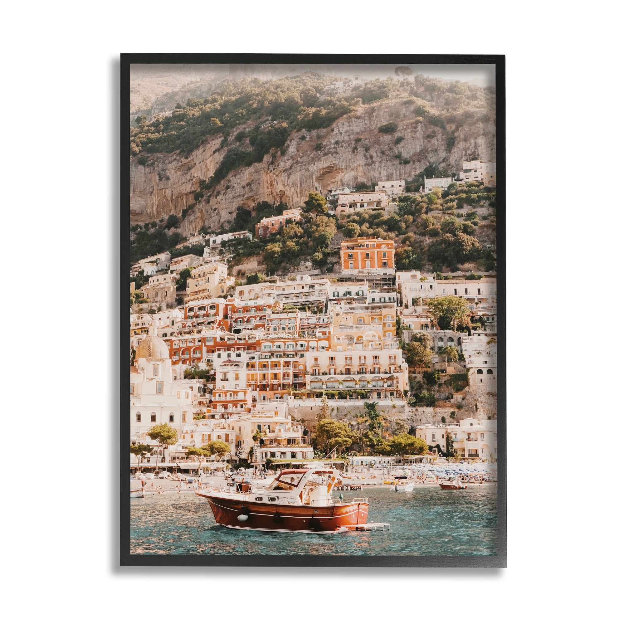 Stupell Coastal Port City Buildings Seaside Landscape Photography Black Framed Art Print Wall Art