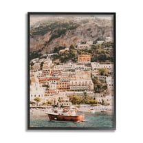 Stupell Coastal Port City Buildings Seaside Landscape Photography Black Framed Art Print Wall Art