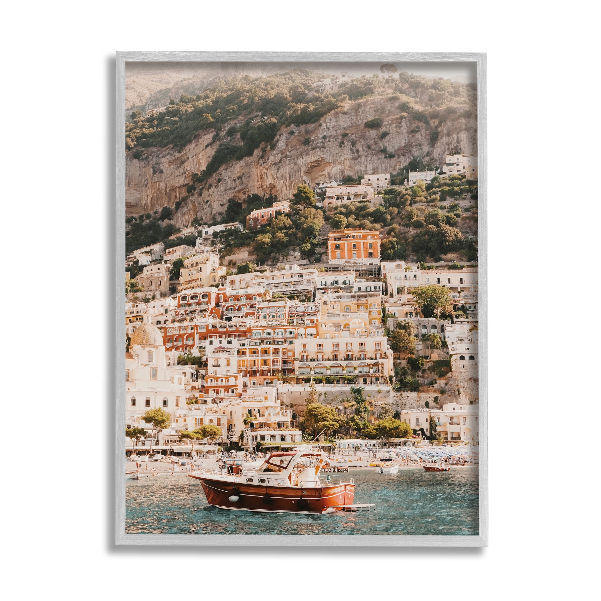 Stupell Coastal Port City Buildings Seaside Landscape Photography Gray Framed Art Print Wall Art