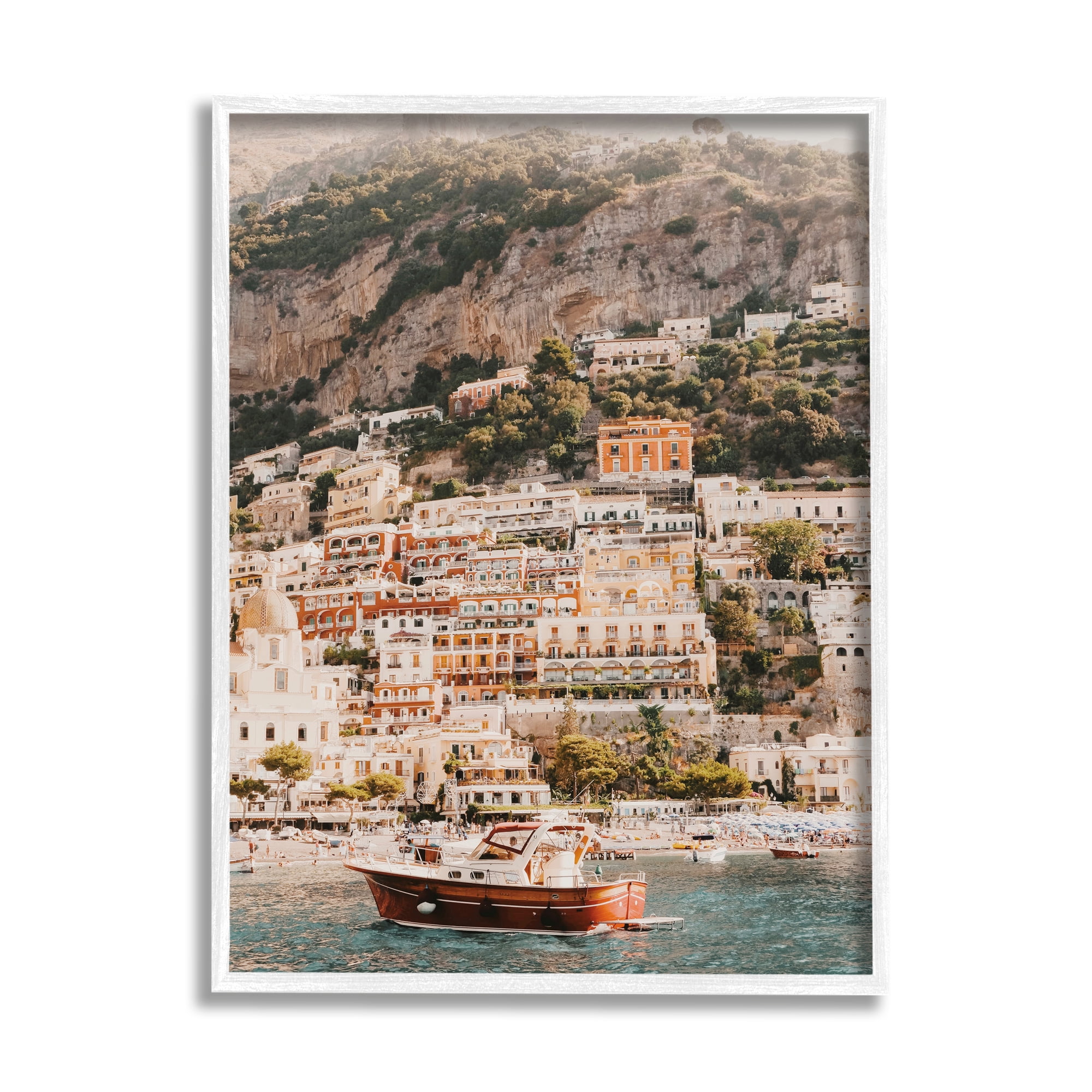 Stupell Coastal Port City Buildings Seaside Landscape Photography White Framed Art Print Wall Art
