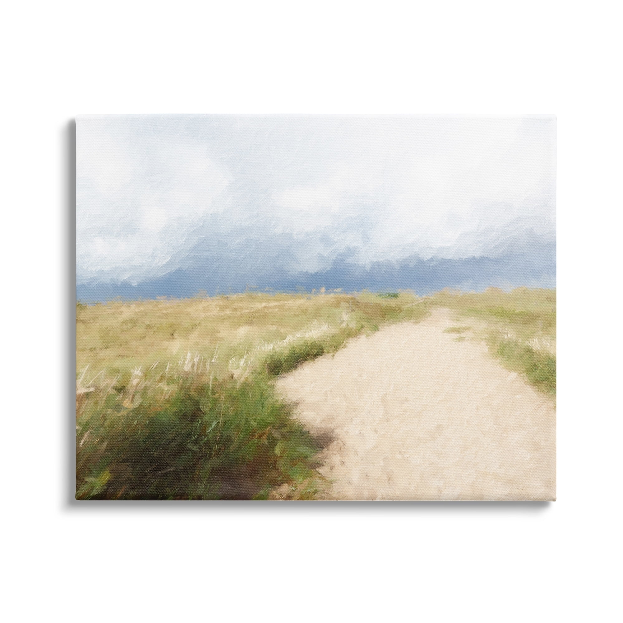 Stupell Coastal Sandy Path Cloudy Sky Landscape Painting Gallery Wrapped Canvas Print Wall Art