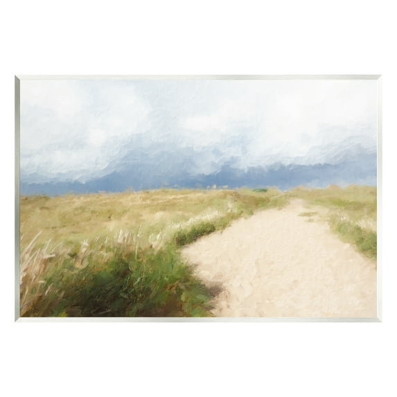 Stupell Coastal Sandy Path Cloudy Sky Landscape Painting Wall Plaque Unframed Art Print Wall Art