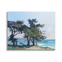 Stupell Coastal Sandy Trees Ocean Waves Landscape Painting Gallery Wrapped Canvas Print Wall Art