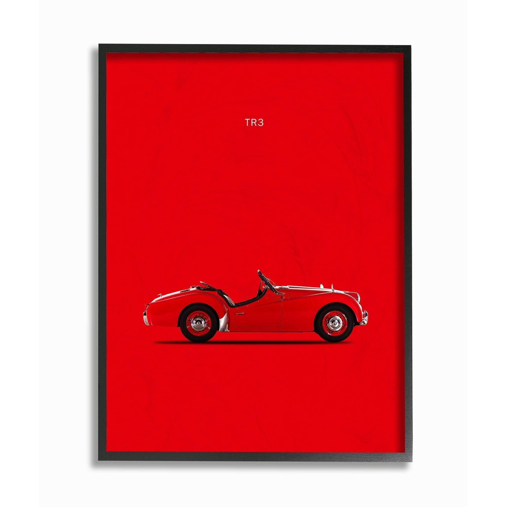 Stupell Collection Minimal Bright Bold and Shiny TR3 Red Car Poster Framed Giclee Texturized Art, 11 x 1.5 x 14