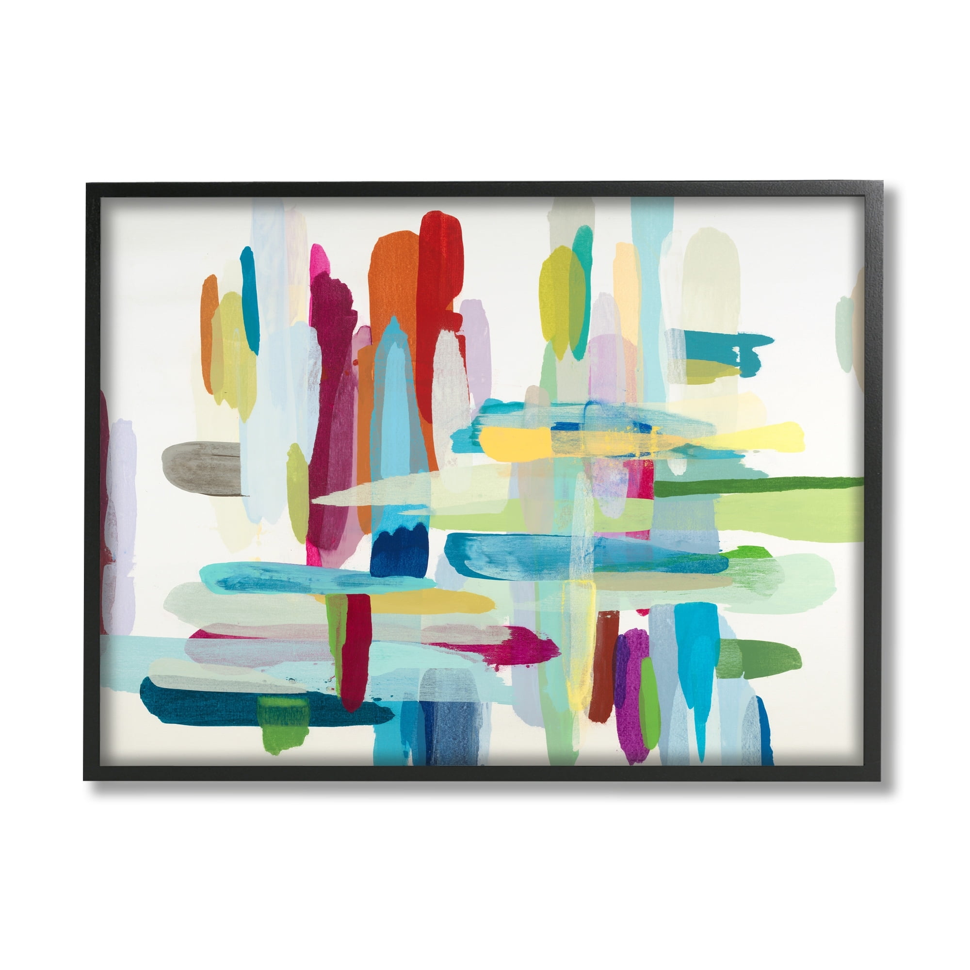 Stupell Colorful Cross Hatch Abstraction Framed Giclee Texture Art Black Framed - 16 x 20