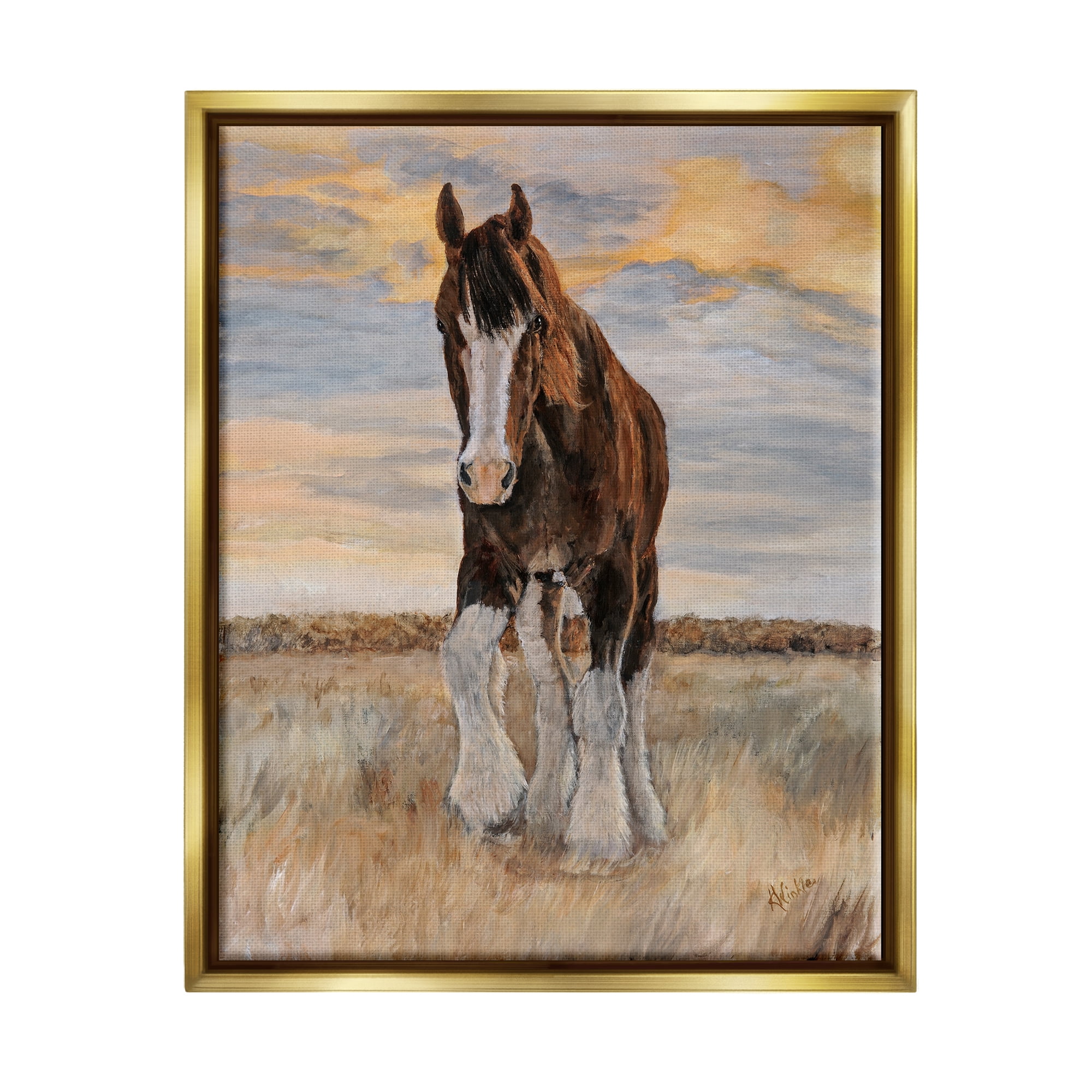 Stupell Colt Horse Farmhouse Animal Animals & Insects Painting Gold Floater Framed Art Print Wall Art