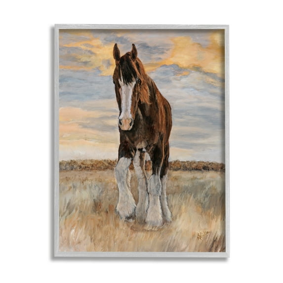 Stupell Colt Horse Farmhouse Animal Animals & Insects Painting Gray Framed Art Print Wall Art