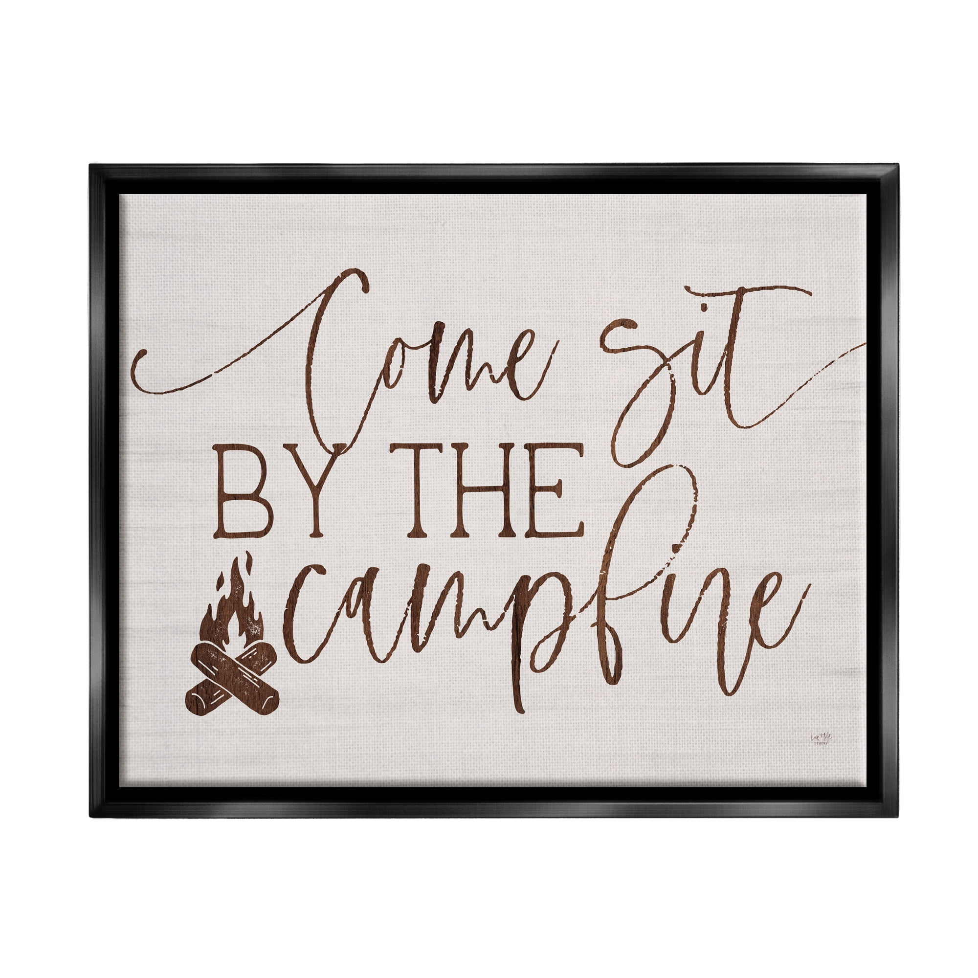 Stupell Come Sit By The Campfire Rustic Sign Inspirational Painting Black Floater Framed Art Print Wall Art