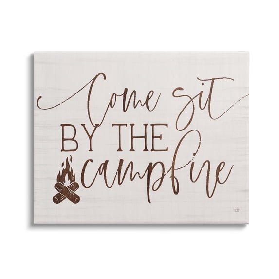 Stupell Come Sit By The Campfire Rustic Sign Inspirational Painting Gallery Wrapped Canvas Print Wall Art