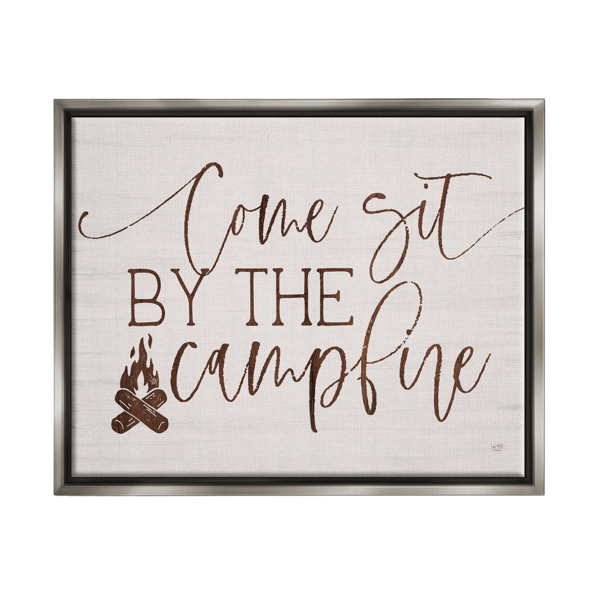 Stupell Come Sit By The Campfire Rustic Sign Inspirational Painting Gray Floater Framed Art Print Wall Art