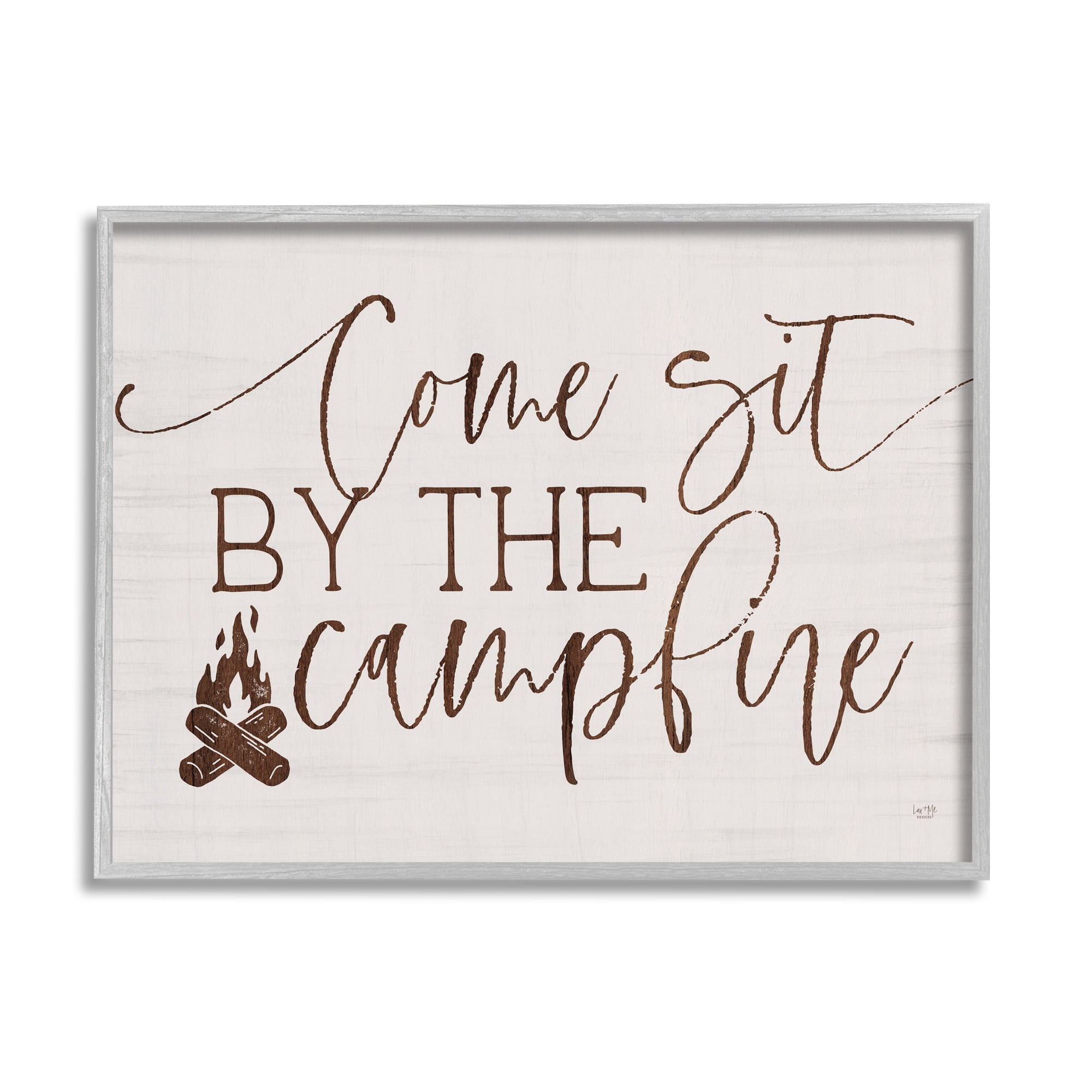 Stupell Come Sit By The Campfire Rustic Sign Inspirational Painting Gray Framed Art Print Wall Art