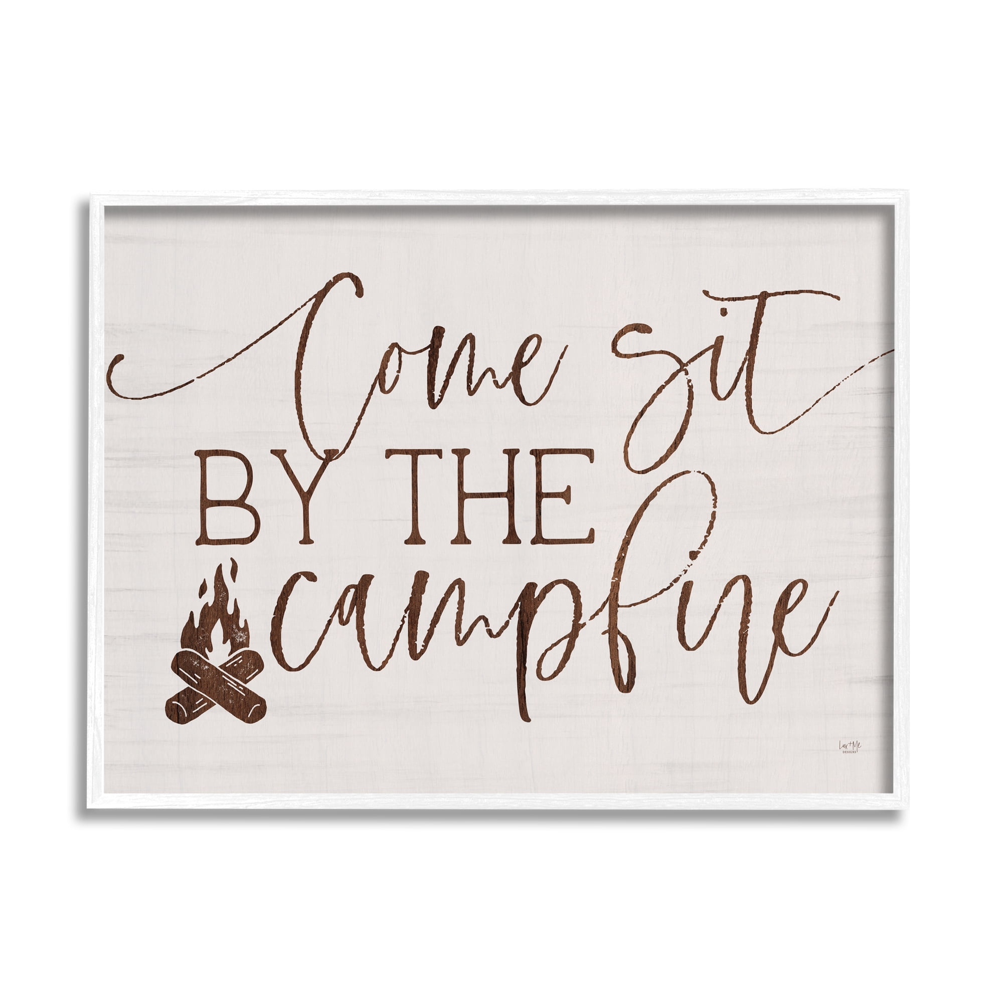 Stupell Come Sit By The Campfire Rustic Sign Inspirational Painting White Framed Art Print Wall Art