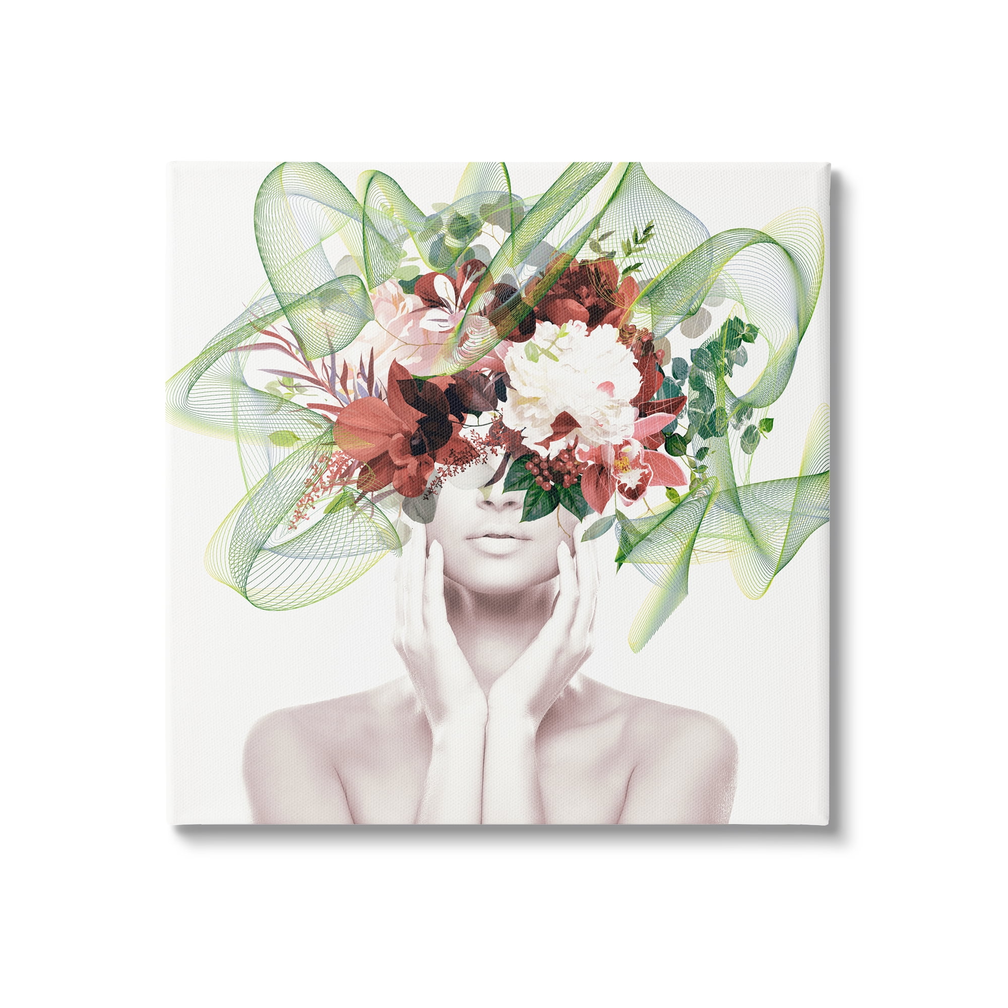 Stupell Conceptual Flower Face Woman Botanical & Floral Painting Gallery Wrapped Canvas Print Wall Art