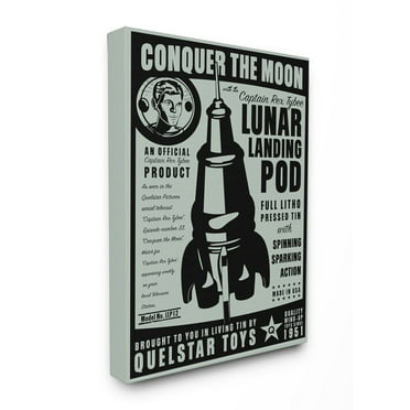 Stupell  'Conquer The Moon' Vintage Stretched Canvas Wall Art 16 x 20