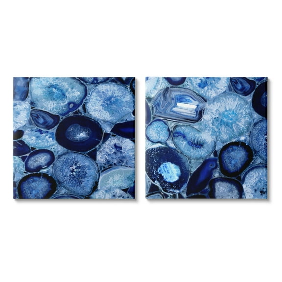 Stupell Contemporary Blue Agate Geodes Abstract Photography Gallery Wrapped Canvas Print Wall Art, Set of 2