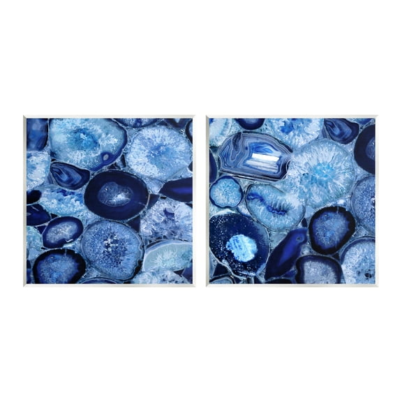 Stupell Contemporary Blue Agate Geodes Abstract Photography Wall Plaque Unframed Art Print Wall Art, Set of 2