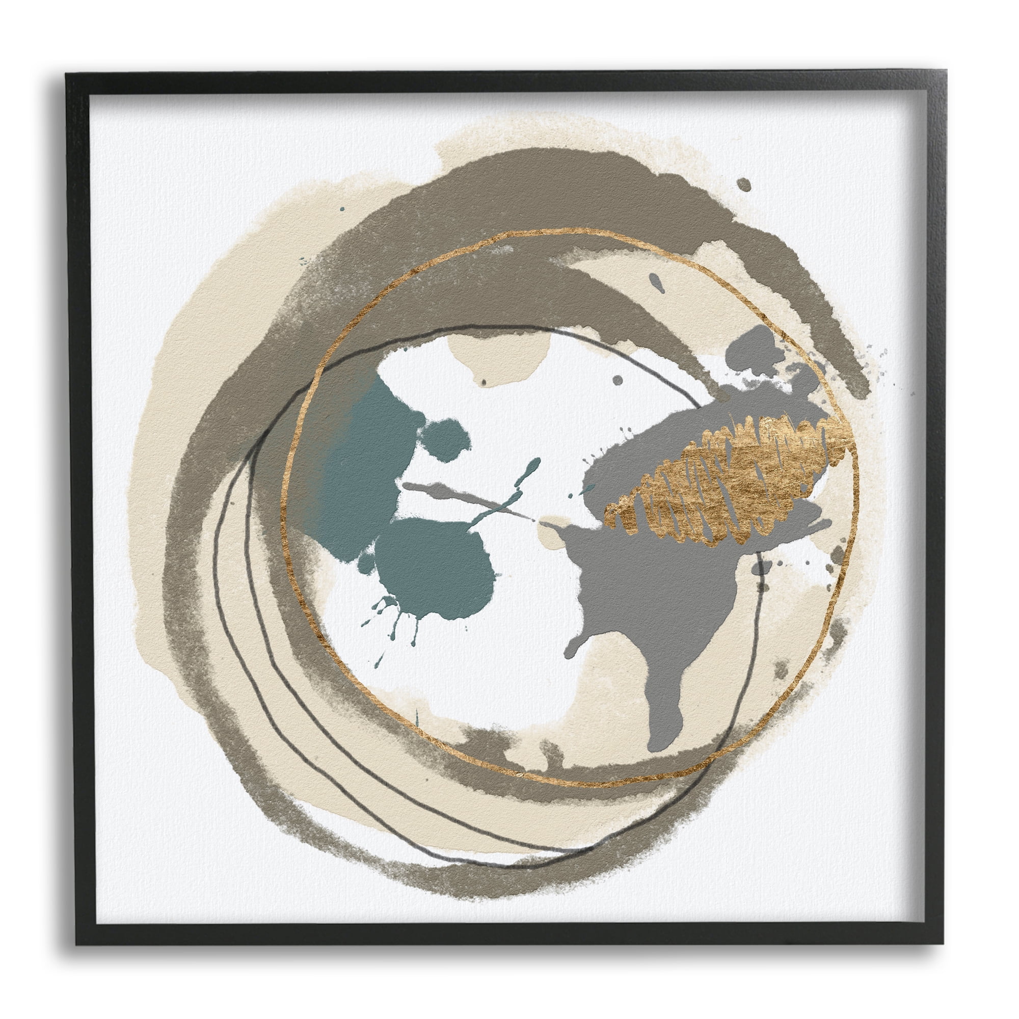 Stupell Contemporary Circles Overlapping Abstract Abstract Painting Black Framed Art Print Wall Art