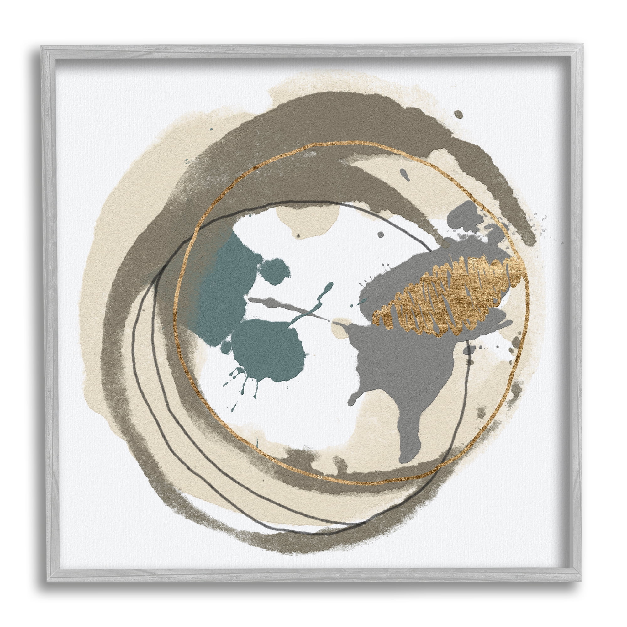 Stupell Contemporary Circles Overlapping Abstract Abstract Painting Gray Framed Art Print Wall Art