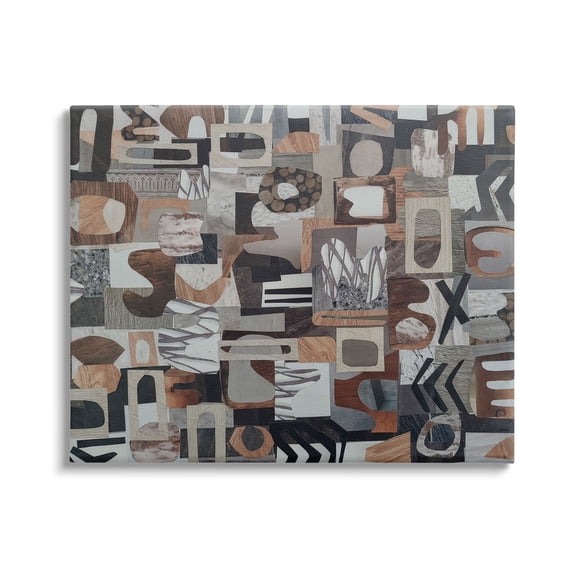 Stupell Contemporary Earth Tones Shapes Collage Abstract Painting Gallery Wrapped Canvas Print Wall Art